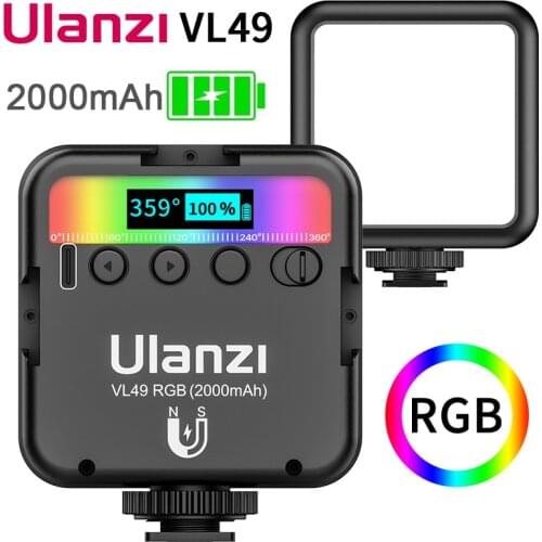 Ulanzi VL49 Mini RGB LED Video Light 2700K-9000K On Camera Fill Light Photography Lighting Pocket Liv
