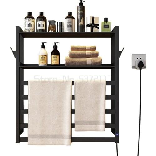 Intelligent electric towel rack household bathroom toilet storage rack stainless steel hanging bath towel drying rack