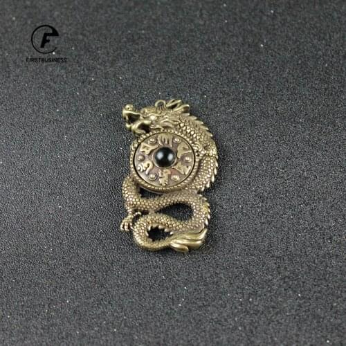 Pure Brass Flying Dragon Rotating Tibetan Six Character Mantra Home Decoration Antique Office Desk Tea Table Decor Craft