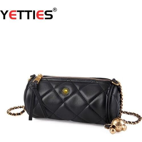 High-End Ladies ' Pouch 2021 New Trendy All -Match Crossbody Bag Women 's Leather Bags Rhombus Chain Bag Small Cylinder Bag