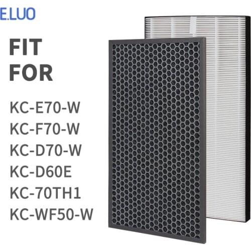 433*234*25/430*235*10MM D60 D70 Replacement HEPA Filter and Activated Carbon Filter Kit For KC-D70-W KC-D60-E KC-E70-W KC-F70-W