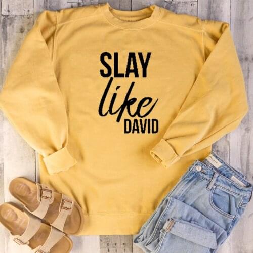 ZBBRDD Slay Like David Women Crewneck Cotton Long sleeve Sweatshirt letter Printed Hoodies Clothing Drop Shipping Autumn Shirt