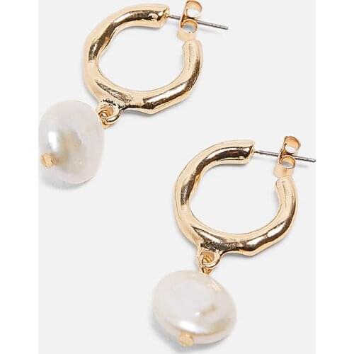 ZA New Simulated pearl Hoop Earrings For Women Fashion Bohemian Dangle Pearl Earrings 2019 Wedding Jewelry