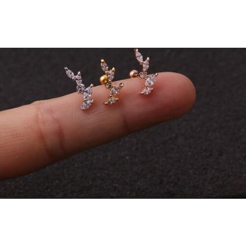1PC 20G 2021 New Septum Industrial Piercing Flower Cross Conch Piercing Cartilage Stud Crystal Helix Earrings Studs