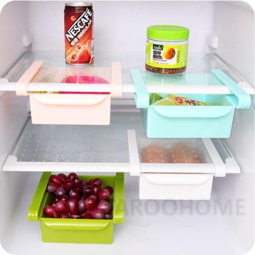 1pc Kitchen Shelf Refrigerator Drawer Preservation Partition Layer Multi - purpose Tumbling Rack