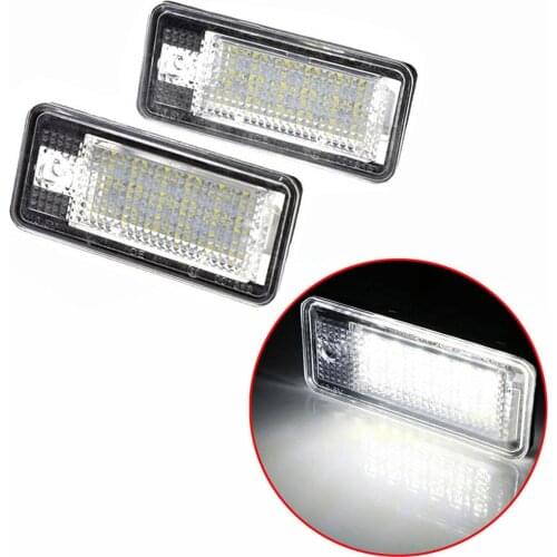2pcs For Audi A3 8P A4 B6 B7 A6 C6 A8 D3 Q7 4L Sline Universal 12V LED Car Number License Tail Plate Lights Light Bulb