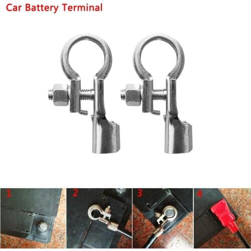 2Pcs Small Car Battery Terminals Clamp Clip Pair Screw Connection Positive & Negative Brass Cables Connectors Accessories