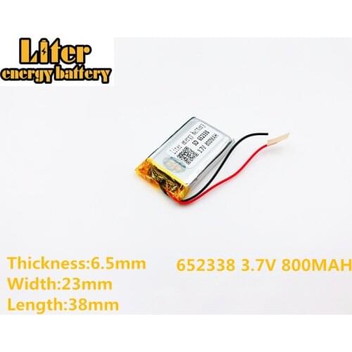 3.7V 800mAh 612338 li Polymer battery smart home MP3 speakers for dvr GPS mp4 cell phone speak toys LJ 652338 AdvoCam-FD7 Profi