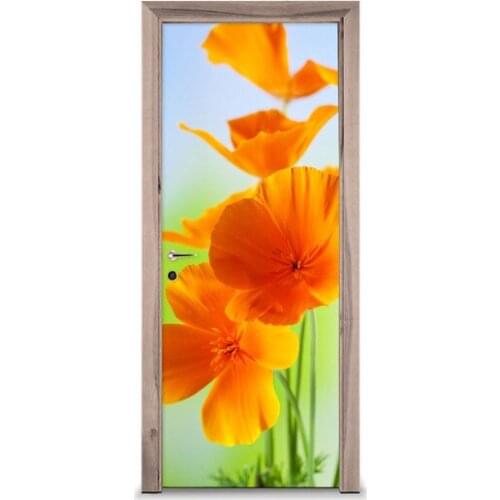 3D Door Sticker Flower Booming Wall Sticker DIY Door Cover Kitchen Home Decoration Accessories Modern 3d Wall Stickers