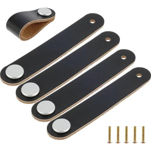 5pcs Leather Leather Drawer Cabinet Door Handle Furniture Cabinet Dresser Drawer Door Pulls Home Decor Replacement Hardware