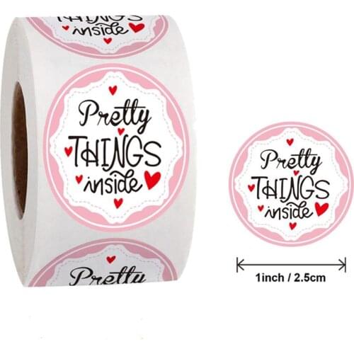 500pcs Pretty Things Side sticker with heart for envelope sealing labels Birthday package decoration party wedding supply