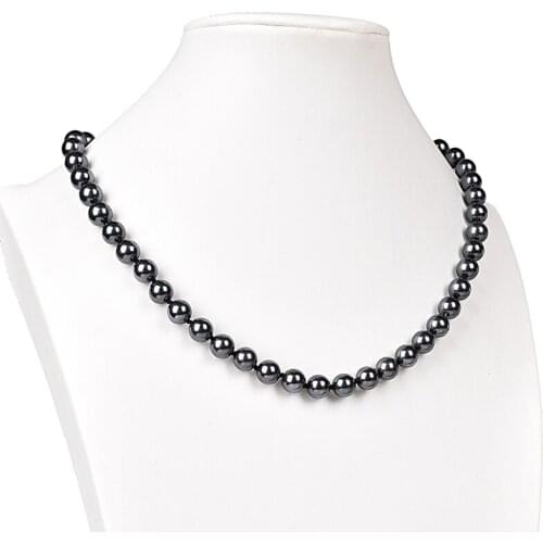 Shining 8mm Round Black Imitation Pearls For Fashion jewelry Attractive Necklace 18inch For Your Sweet Wife H178