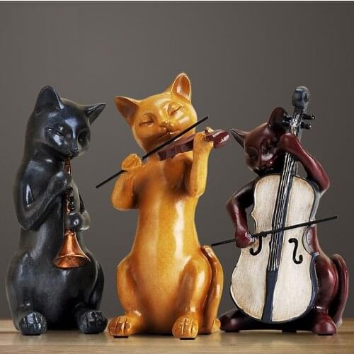 BAND OF THREE CATS ANIMAL SCULPTURE CAT TOY MODERN DECOR HOME DECORATION ACCESSORIES TABLE PIECE