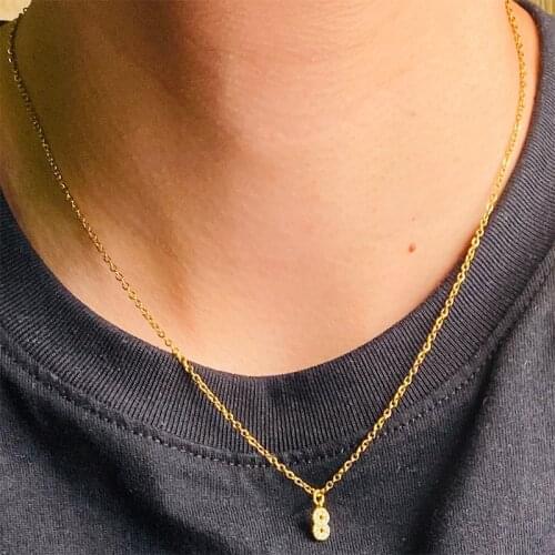 Lucky Number Necklace & Pendant For Women Men Stainless Steel Crystal Sparking 0-9 Lucky Number Couple Chain Necklaces Love Gift