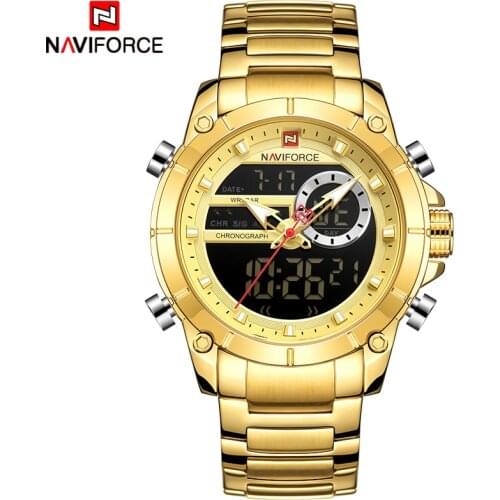 NAVIFORCE Watches for Men Luxury Brand Big Dial Gold Mens Watch Stainless Steel Waterproof Sport Male Clock Relogio Masculino