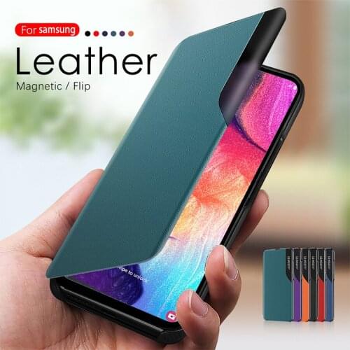 Case For Samsung A50 A20 A10 A30S A50S S70S A20S A10S A70 Cases Mirror Smart View Orignal Flip Cover PU Leather Window Case Caso