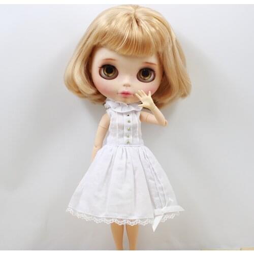 DBS Clothes for blyth doll icy licca cute white dress lace rosette bow-knot lady girl gift
