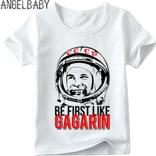 CCCP USSR Gagarin Print Boys T shirt Kids The Soviet Union Russia Space T-shirt Baby Girls Summer Short Sleeve Clothes,HKP2437