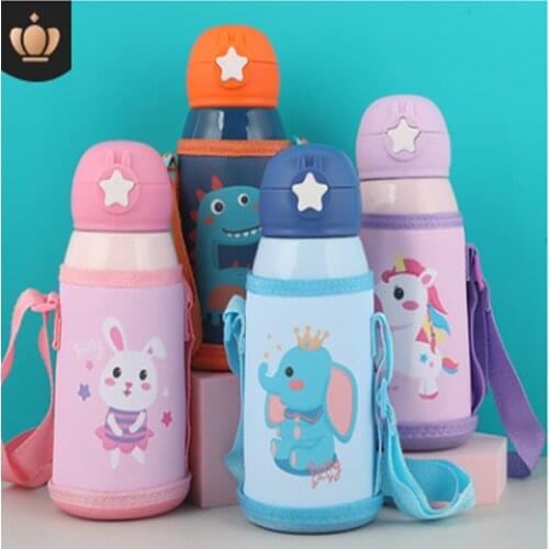 500 ml Children Stainless Steel Thermos Water Bottle with Straw Kids Portable Water Cup Cartoon Water Bottle For School Outdoor
