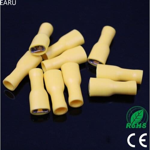 FDFD5-250 FDFD5.5-250 Female Insulated Electrical Crimp Terminal Connectors Cable Wire Connector 100PCS/Pack AWG 12-10 FDFD