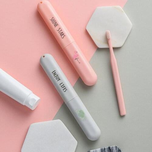 Cartoon Cactus Print Flamingo Camping Organizer Toothbrush Box Holder Cover Bathroom Accessories Travel Storage Dust-proof Case