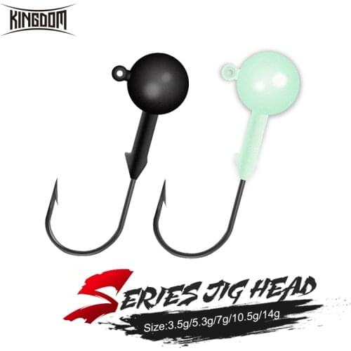 Kingdom Crank Jig Head Hooks Fishing Single Hook High Quality Tackle Head Jig Lure Hard Bait Soft Worm Jig Hook Bass For Fishing