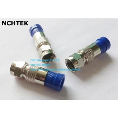 NCHTEK Compression Coax O-Ring F Connector RG6 RG6 COAX COMPRESSION CABLE F CONNECTOR SATELLITE Adapter/Free Shipping/10PCS