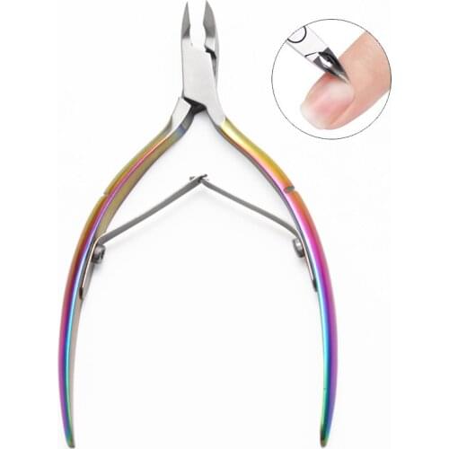 Stainless Steel Nail Art Nipper Scissors Dead Skin Remover Manicure Pedicure Clipper Plier Trimming Care Tools Black Rainbow