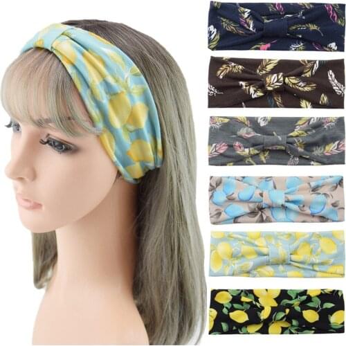 New European And American Summer Printing Bow Hairband Yoga Headgear Breathable Hair Accessories Korean Elastic Fabric Headband