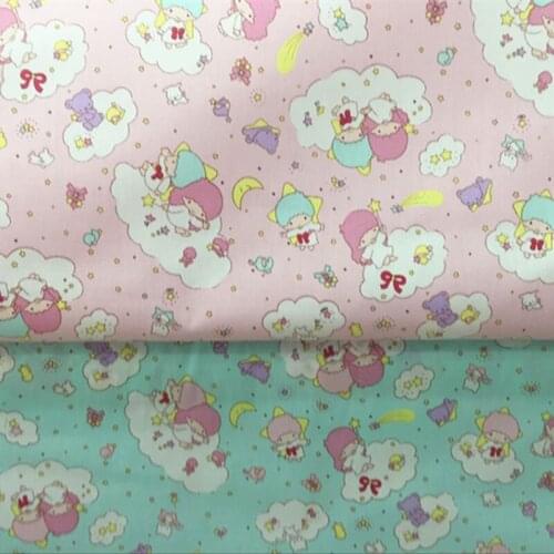 Diy Doll clothes material 50*160cm star cute girl print patchwork cotton fabric for Kids home textile for Sewing Tilda Doll