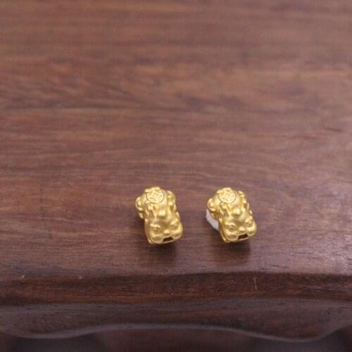 Real 24K 3D Yellow Gold Bead 7x4x4mm Super Mini PiXiu Pendant About 0.11g Each