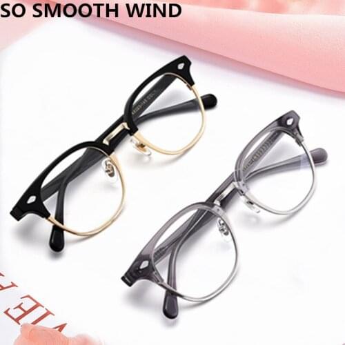 Handmade Glasses Frame Classic Square Acetate Frame For Men Women Semi Rimless Eyeglasses Optical Prescription Reading Eyewear
