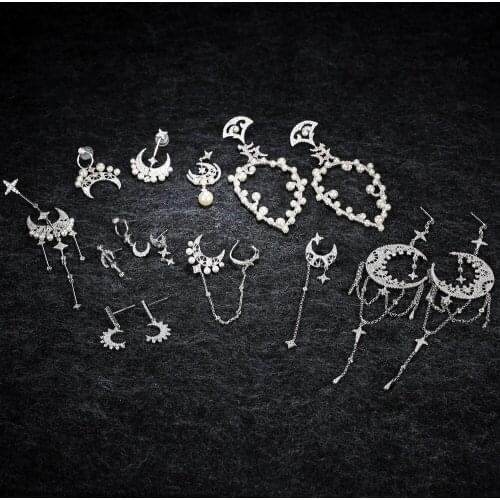 LIDU High Quality 925 Silver Pearl Moon Tassel Earrings Monaco Ornaments Send Friends Gifts Factory Direct