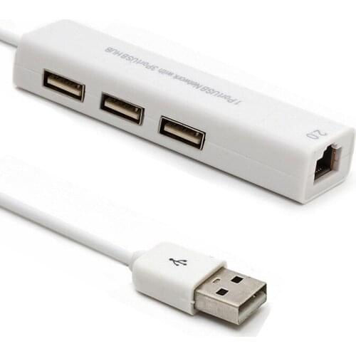 USB Ethernet Adapter USB to RJ45 Lan Network Card Hub 10/100 Mbps with cable 3-port USB 2.0 for notebook PC