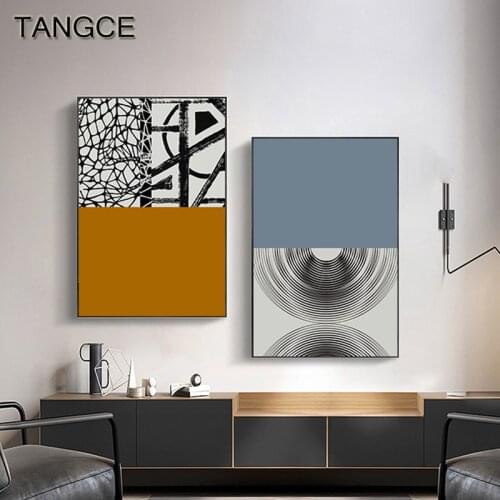 Scandinavia green Blue Abstract Geometric space Wall Art Canvas Painting Picture Modern Orange Poster Print Gallery Living Room