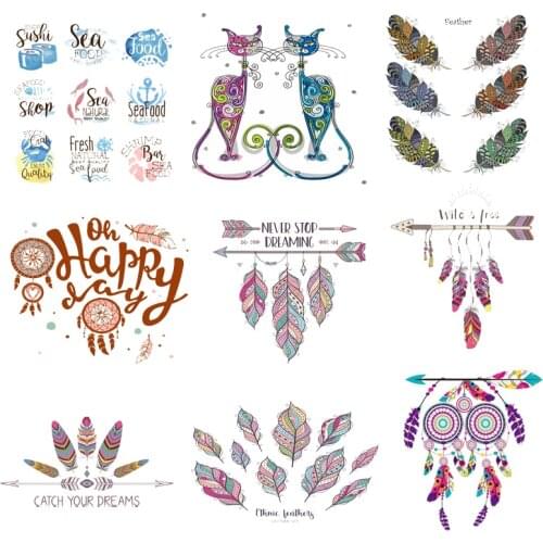 Iron on Transfer for Clothing Thermoadhesive Patches Stickers Diy Fashion Letters Applique for T-shirts Textile Vinyl Stripes C