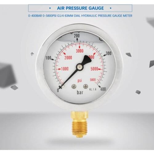 Compression tester 0-400BAR 0-5800PSI G1/4 63mm Dial Vacuometro digital Meter Measuring Tools