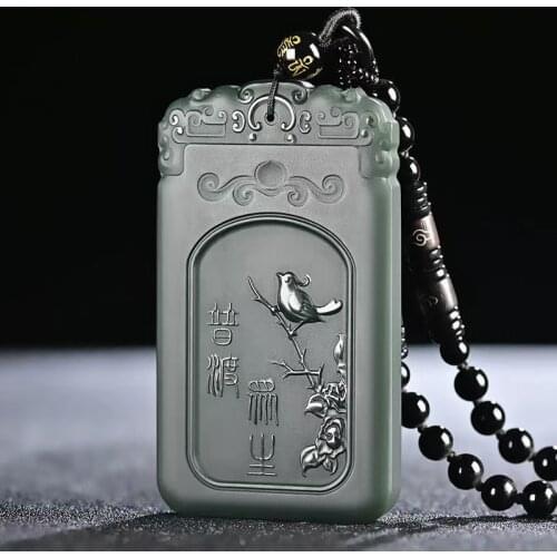 Wonderful Four Arm Numen Amulet Carven Magpie Pendant Netsuke Lucky Necklace Talisman By He Tian Jade