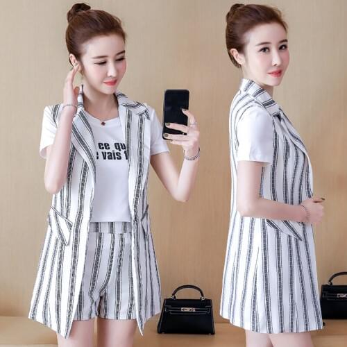 Female summer suit 2019 New fashion 3 piece set women Casual Vest top + shorts Womens suit Sporting suit female Youth clothing