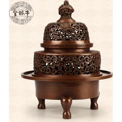 The golden snail pure copper 13 # button brass feeder smoked smoked incense burner burner dragon temple
