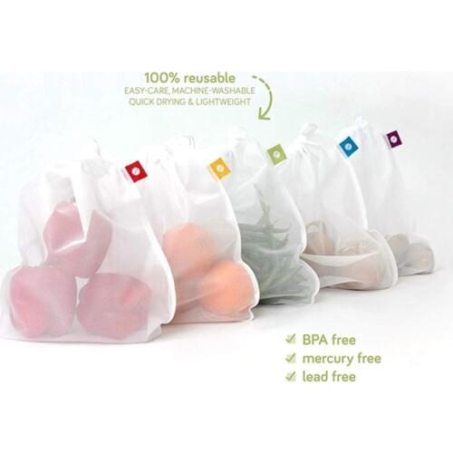 1/5 PCs Reusable Mesh Bag Vegetable And Fruit Net Storage Bag Polyester Mesh Splicing Mesh Bag Kitchen Storage Product Organizer
