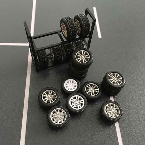 1/64 Die-casting PVC Car Tires And Alloy Car Models Dedicated To Assembling Plastic Tire Racks Scene Accessories DIY Accessories