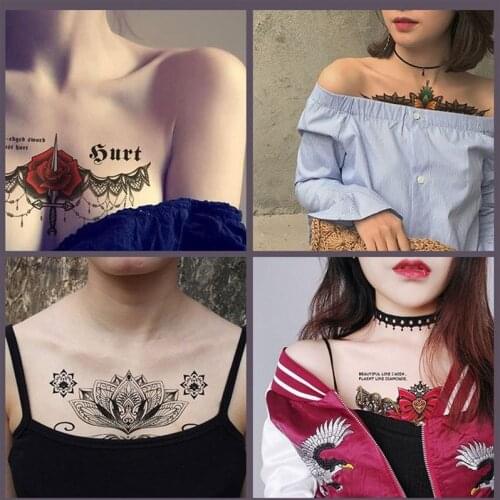 1 Sheet Chest Body Tattoo Temporary Waterproof Jewelry Lace Totem Lotus Mandala tatto Decal Waist Art Tatoo Sticker Women