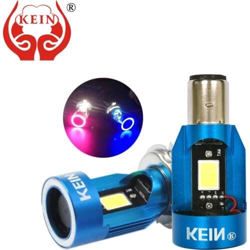 KEIN 1pcs Motorcycle Led Headlight H4 COB Angel Eyes Moto Headlamp H6 BA20D Head Lamp Fan Cooling Motorbike Scooter Accessories