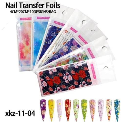10Pc/Set Flower Newspaper Laser Nail Stickers For Nail Art Decorations Designs Manicure Decals Transfer Wraps Accessories 4*20cm