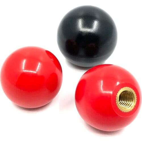 20PCS Black RED Bakelite Ball Lever Knob M4-M12 Brass Insert Lathe Ball Knob Copper Core Knob Ball Shaped Head Clamping Nuts