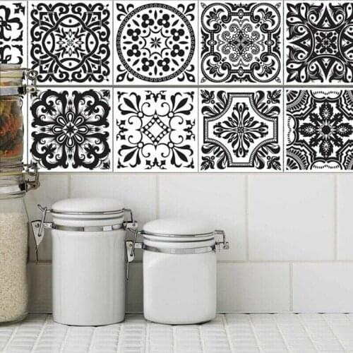 20Pcs Tile Stickers Self Adhesive PVC Ceramic Tile Stickers Waterproof Bathroom Wall Sticker No Slip Floor Decal Home Decor