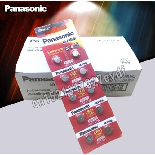 200pcs LR41 Button Cell Batteries Panasonic 100% Original SR41 AG3 G3A L736 192 392A Zn/MnO2 1.5V Lithium Coin Batteries