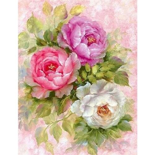 5D Diy Diamond Embroidery Peony Flower Picture Full Round Diamond Painting Flower Mosaic Cross Stitch Kit Home Decoration Gift