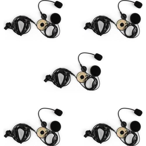 Artudatech 5Pcs 2 Pin Single Motorcycle Helmet Headset Adjust Volume For Kenwood TH TK 2-Way Walkie Talkie Motocross Eearpiece